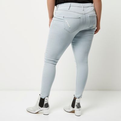 Plus light blue ripped Molly jeggings